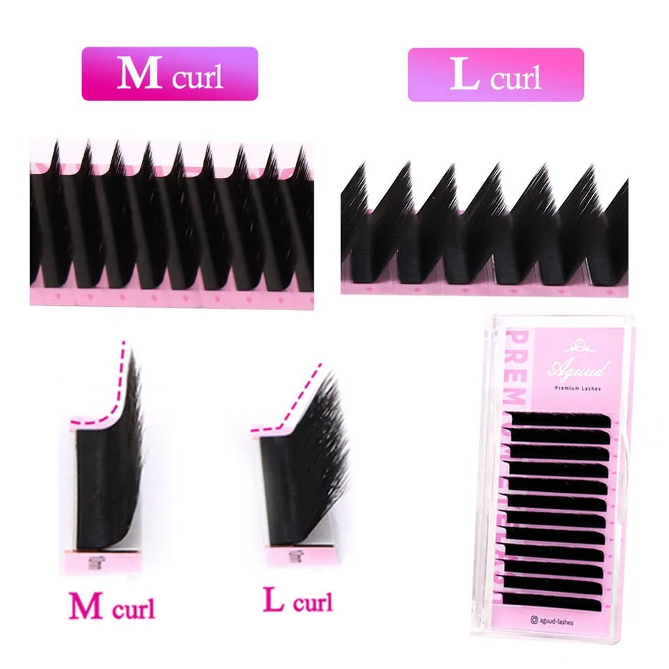 

AGUUD All Size L M C D Curl Individual Eyelash Extensions Faux Mink Mage Volume Eyelashes Premium Matte Black Eyelash Extensions