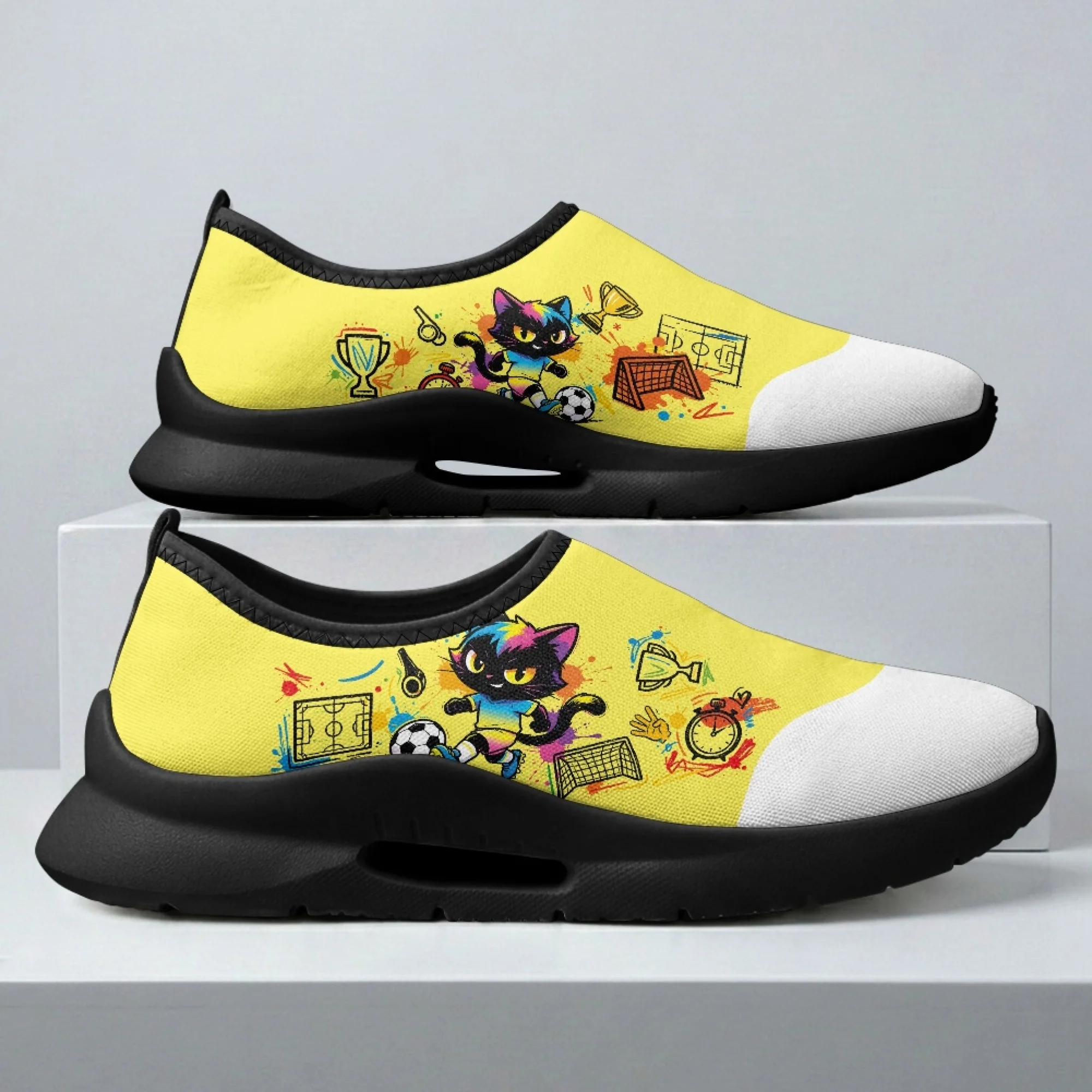 

XIXIRIMIDO Black Cat Mens Casual Shoes Slip On Walking Sneakers Womens Gym Workout Shoes Breathable Mesh Walking Shoes 35-48