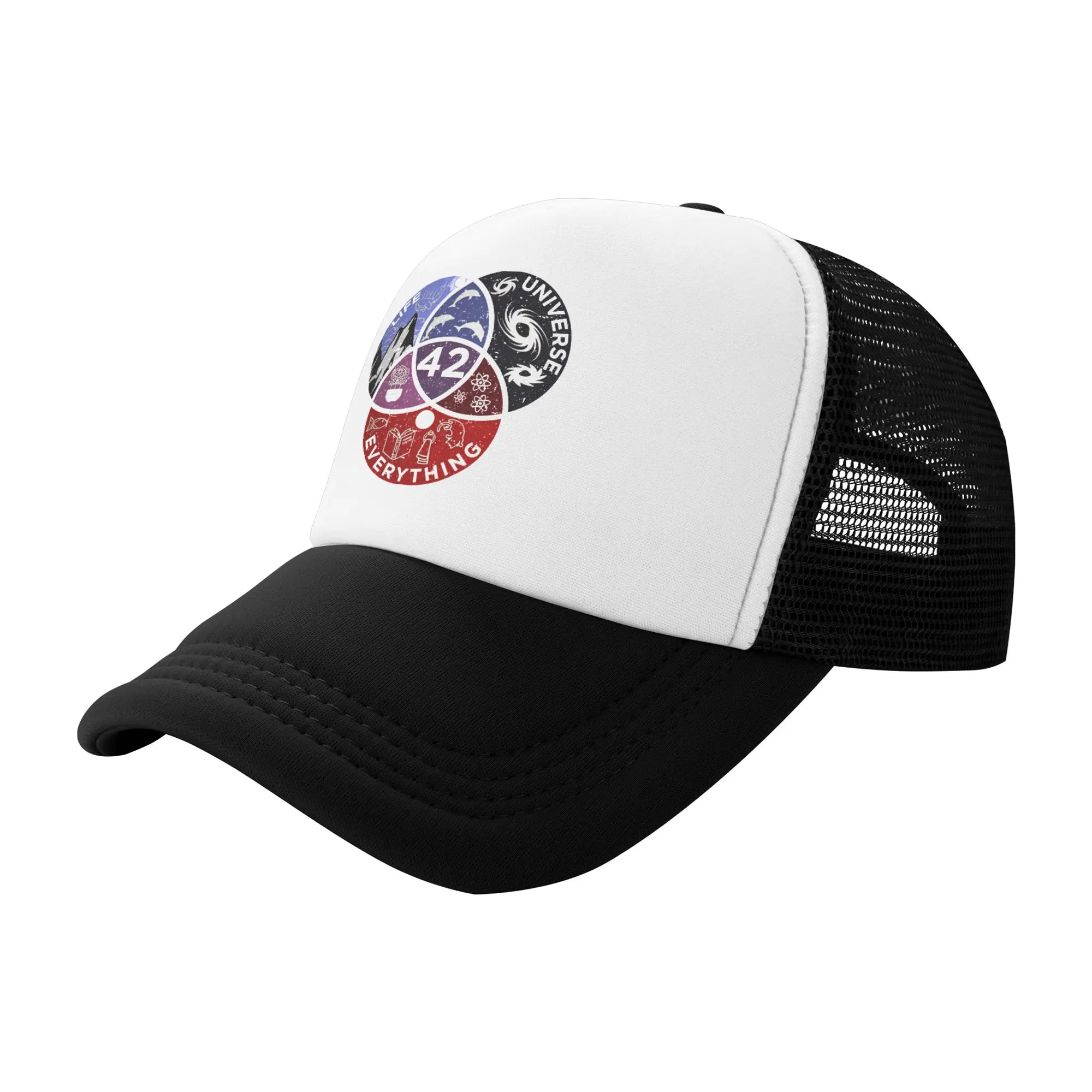 dont panic 42 The Answer To Life Douglas Adams  Foam Mesh Trucker Hat Casual  Summer Baseball Cap Adjustbale For Casual Headwear