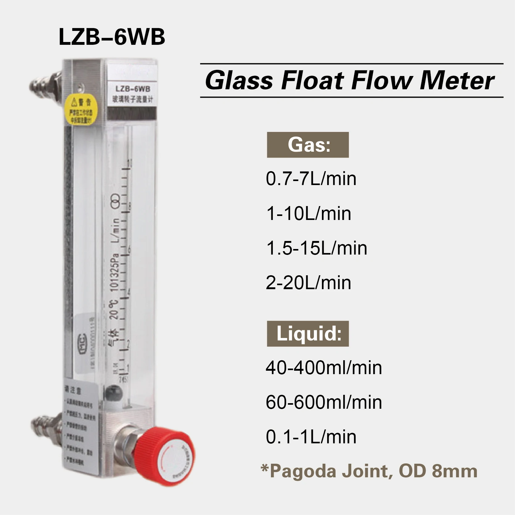 LZB-6WB Glass Tube Rotameter Air Gas Liquid Water Flow Meter Adjustable Float Flow Meter for Industrial Use