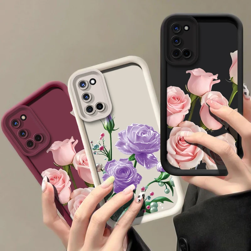 구글 픽셀 9 프로 XL 핑크 로즈 플라워 패턴 커버 픽셀 9 8A 7A 7 8 프로용 충격 방지 무광 실리콘 케이스