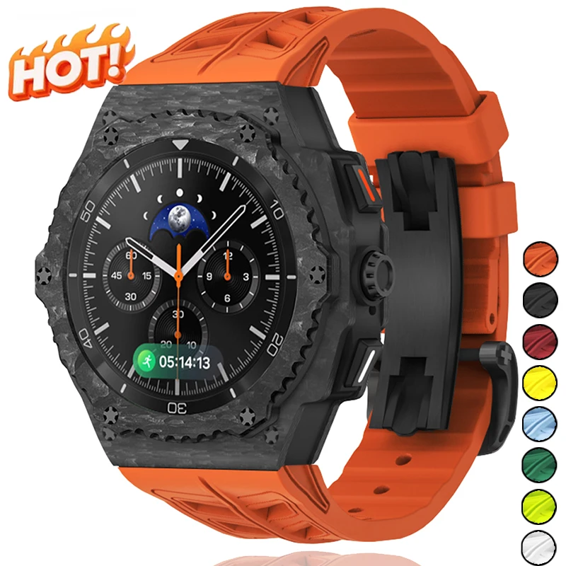 

Luxury Modification Kit for Samsung Galaxy Watch 8 Classic 46mm Carbon Fiber Case Silicone Strap for Watch 8 44mm DIY Accesso