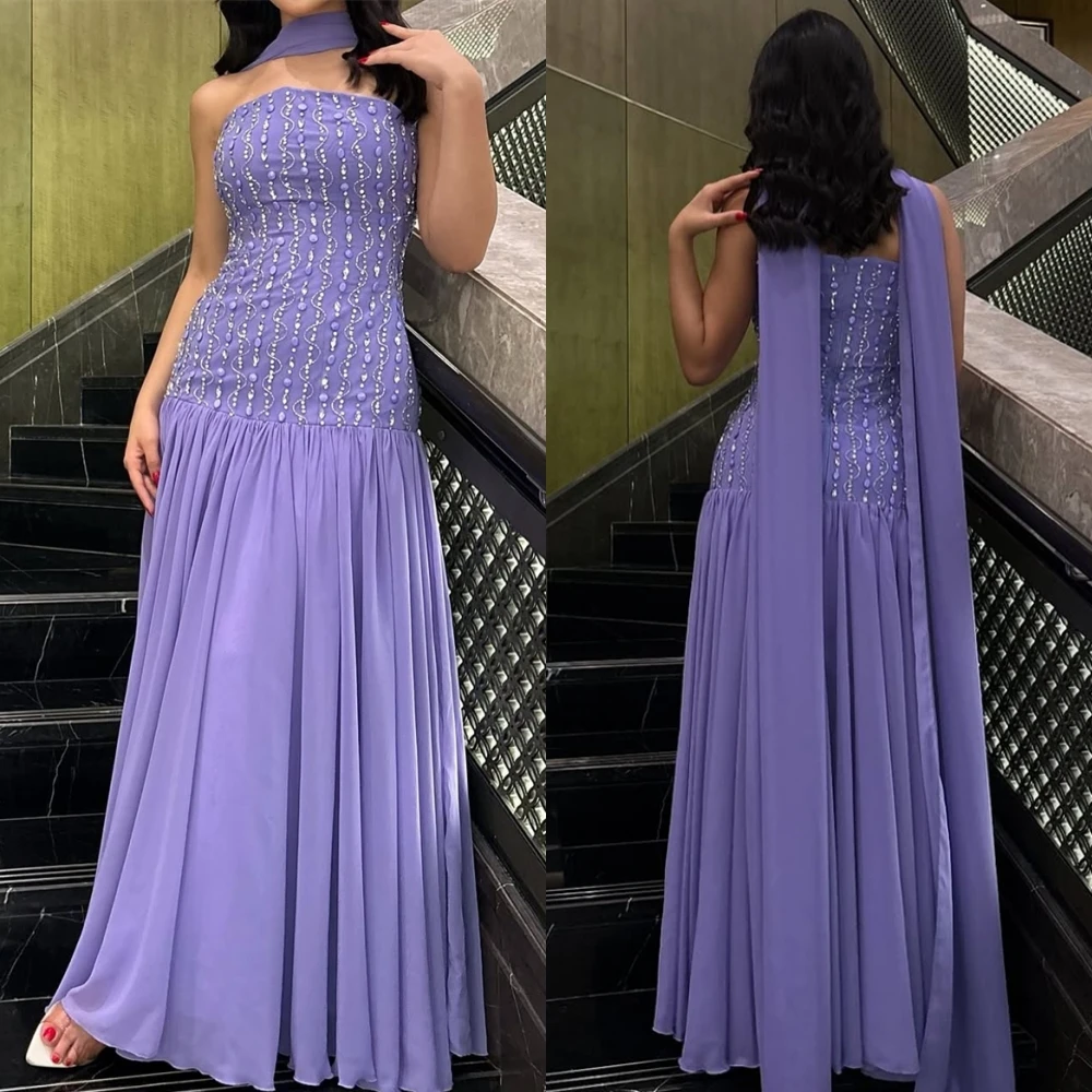 

Customized Strapless Evening Dress and Elegant Chiffon Special Occasion Gowns and Temperament Sleeveless Bespoke Occasion Gowns