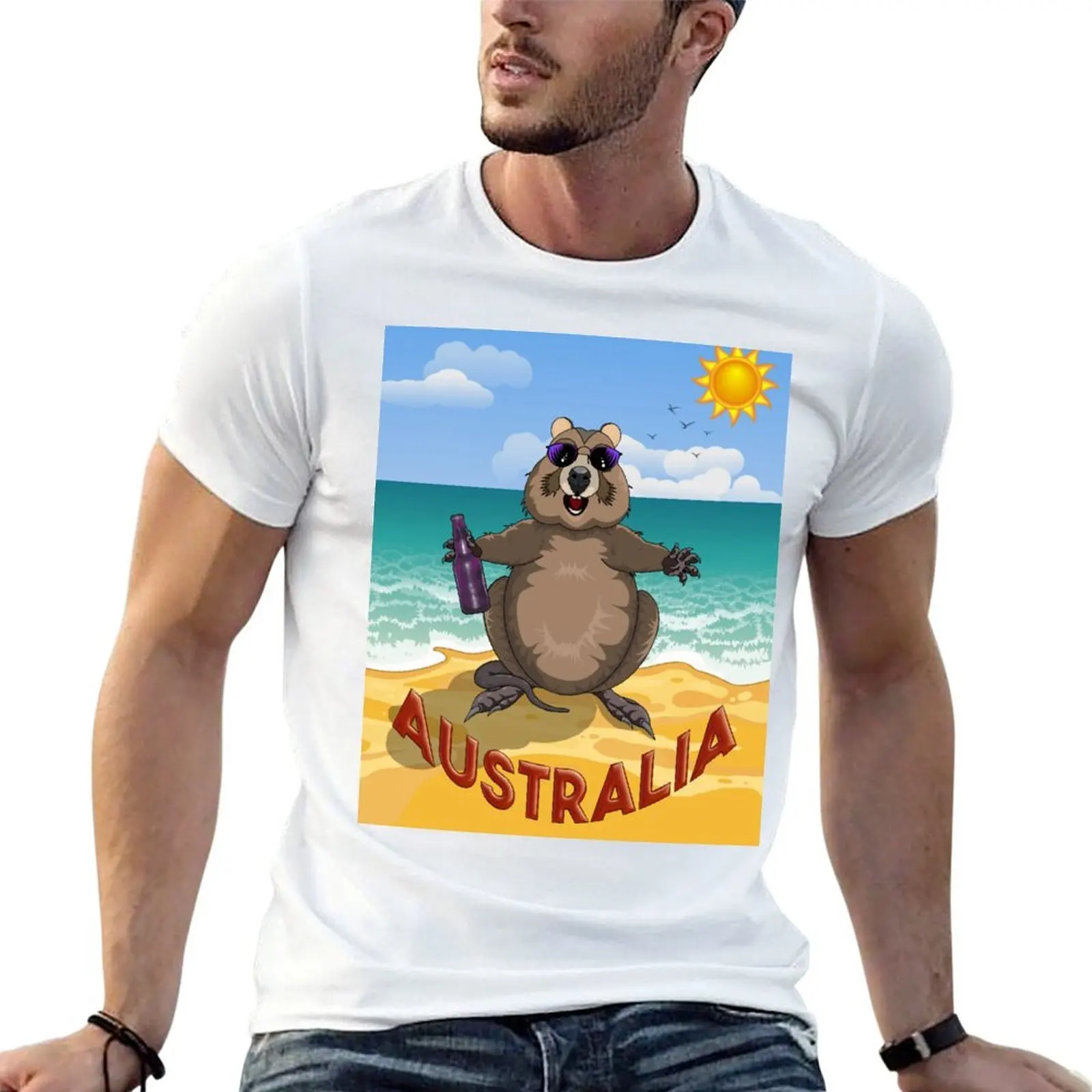 Australia! Quokka on the Beach by Amanda M Lucas T-Shirt clothes cute clothes plain t shirts men