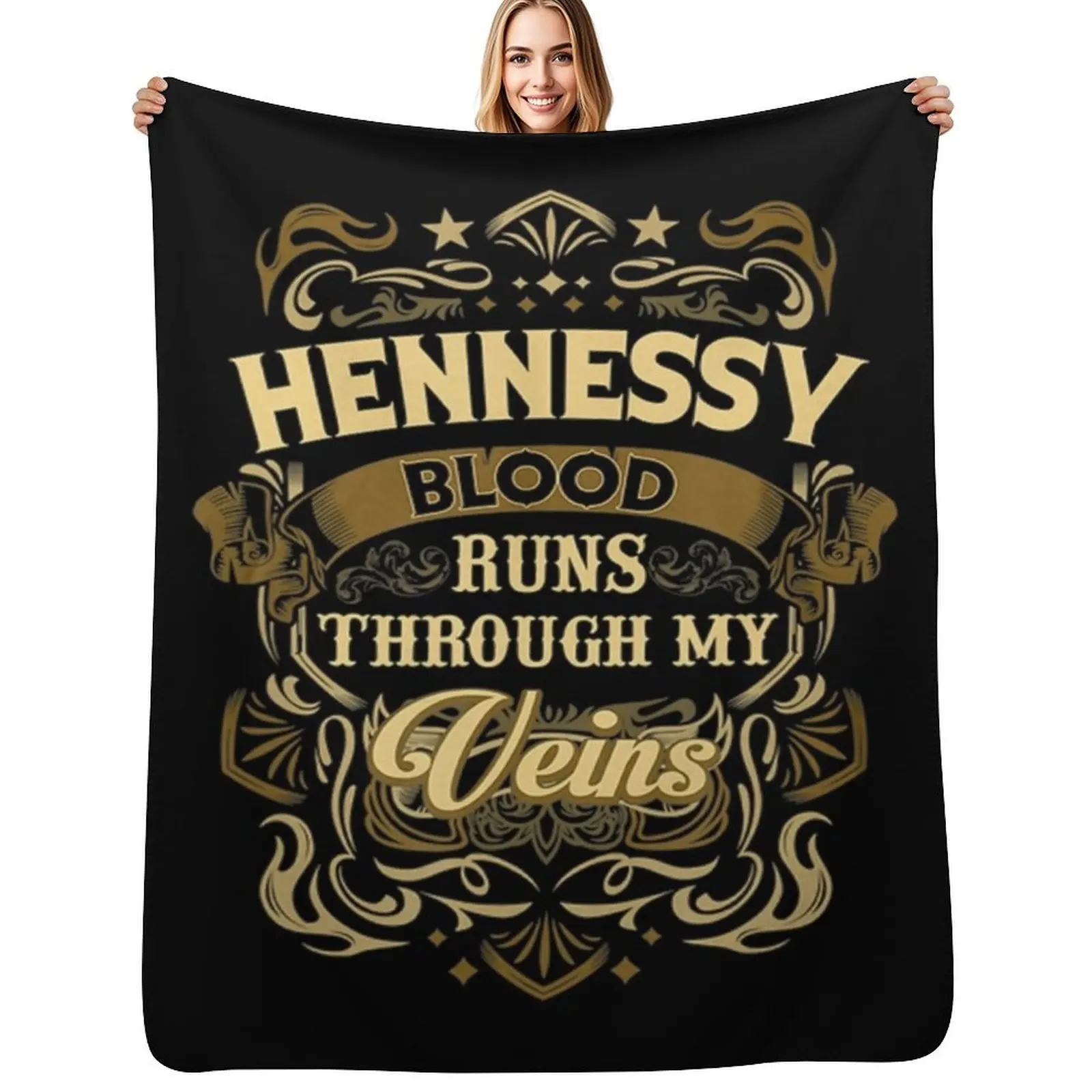 HENNESSY Blood Thru My Veins Manta cómoda y de fácil cuidado para sofá
