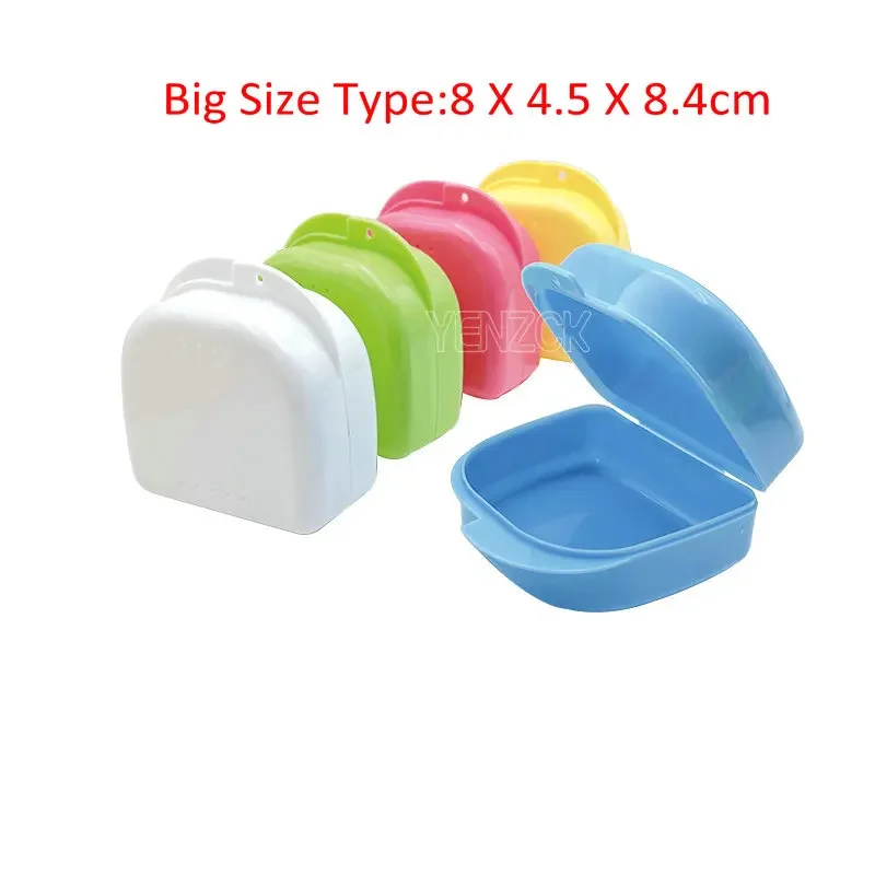 50pcs/Lot Dental Denture Bath Case Retainer Storage Box With Holes Colorful Teeth Containers