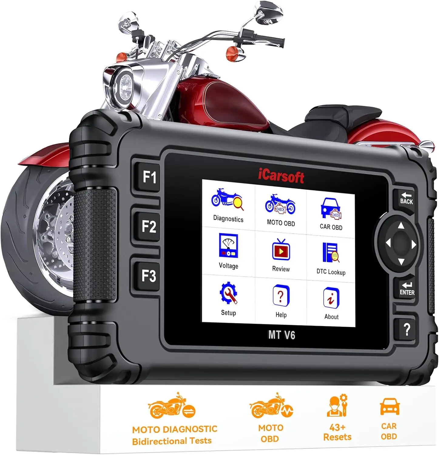 

iCarsoft MT V6 Motorcycle Diagnostic Scan Tool for Harley, All System Motorcycle OBD2 Scanner with 57Actuation Tests