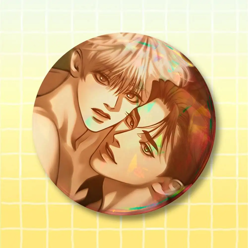 P-Pearl Boy BL Button Supplies Round Badge Pins Clothes Decor Metal Pin Back Cover Metal Cover Laser Film