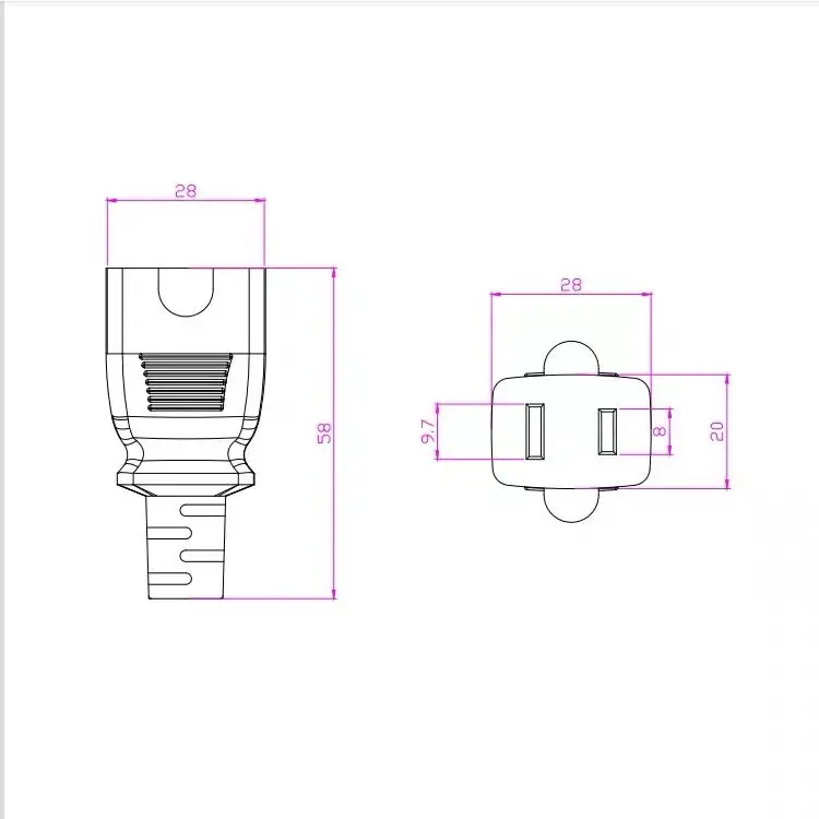 IEC320 C14 to US Polarized Female Socket Power Converter Cable, C14 3PIN to American Nema 1-15R Adapter AC Lead Cord Cable image 5