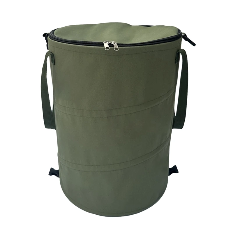 Poubelle de camping pliable et portable, poubelle d'extérieur, fournitures de camping, sac de rangement de jardin, facile à installer, facile à utiliser, vert armée