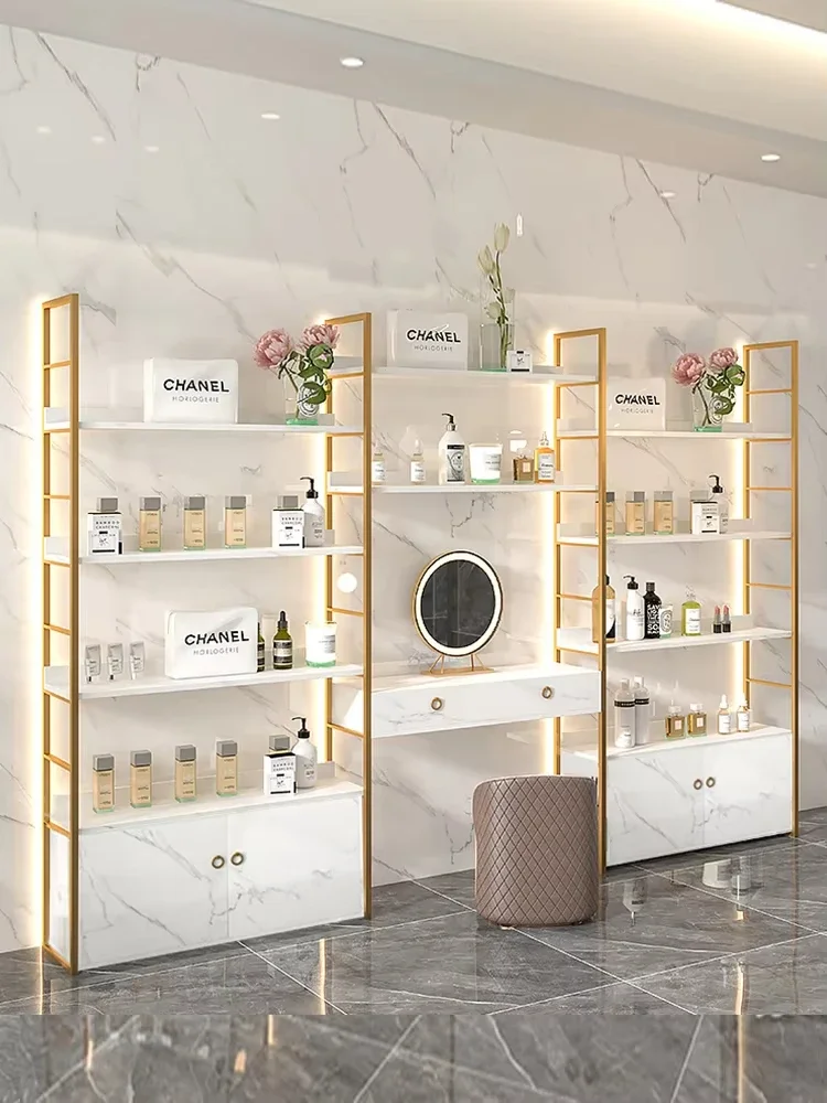 

Beauty salons skin care products shelves cosmetic display cabinet product display cabinets display racks with lights and mirrors