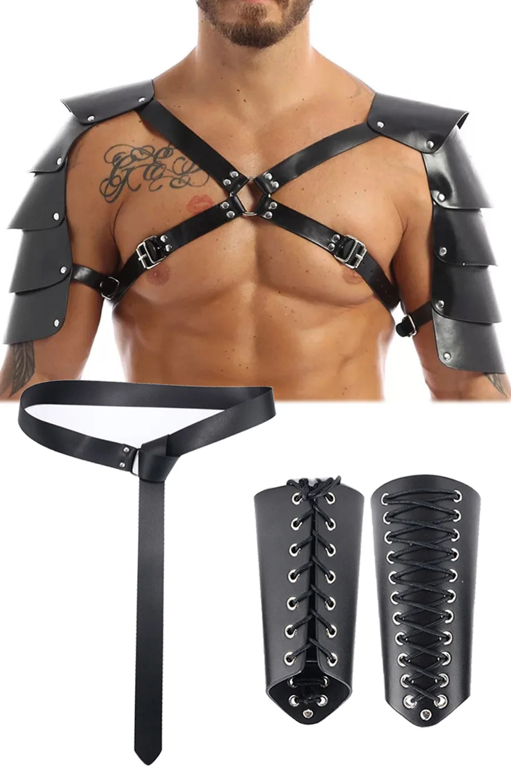 Cinturón de juego de rol de caballero Medieval, accesorios de disfraz vikingo renacentista, cinturón de armadura para adultos, accesorios de fiesta de lujo para hombres