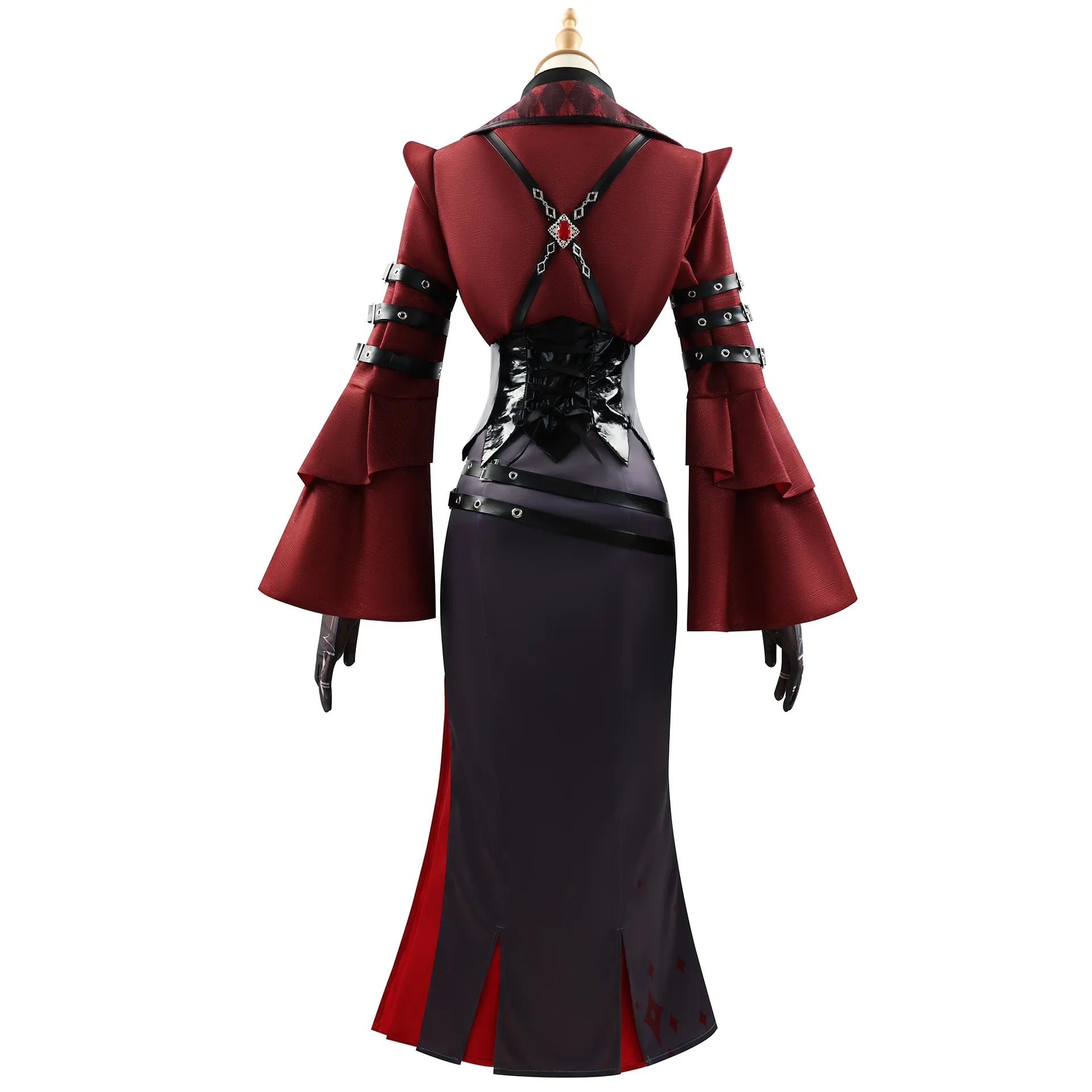 Genshin Impact Arlecchino Cosplay Costume pour femme, robe de nuit rouge, tenues de perruque, fête de carnaval de Noël, uniforme de jeu en plis