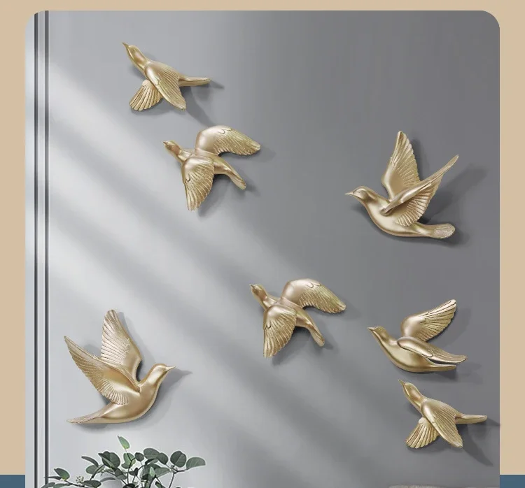 Nordic Resin Flying Birds Figurines Wall Hanging Simulation Swallows Home Decorations Sculptures Sparrow Living Room Ornaments