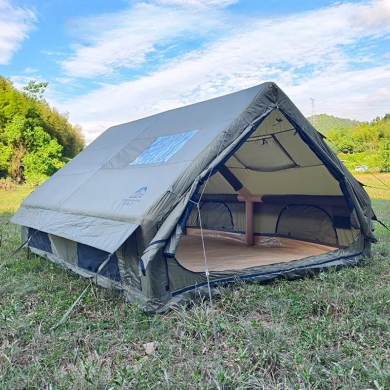 Tenda Camping Keluarga yang Luas, Tenda Luar Ruangan yang Dipertebal, Tahan Hujan, Tenda Tiup untuk Menginap, Pelindung Matahari, Tahan Angin, Perlengkapan Camping