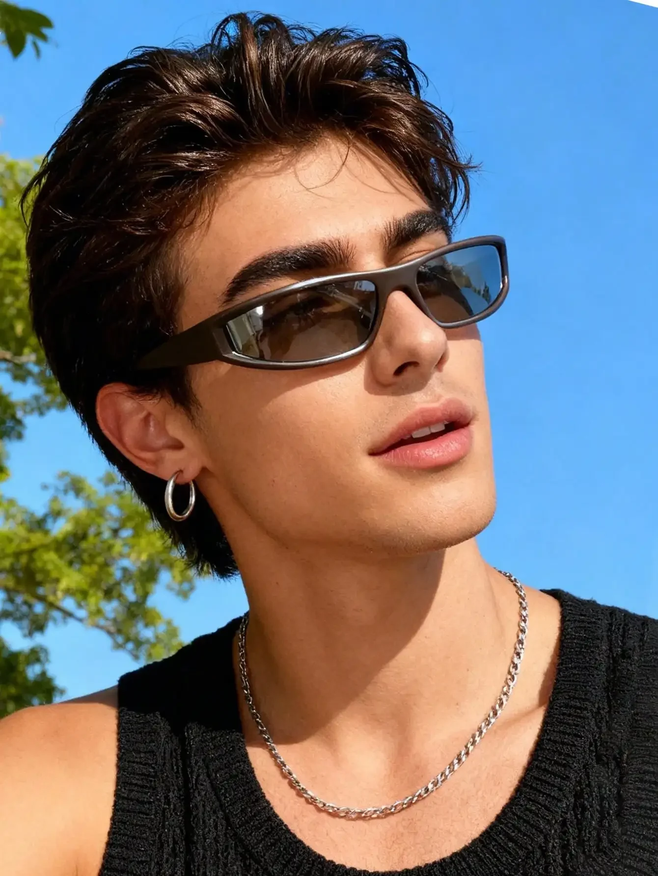 

1pc Narrow Frame Y2K Futuristic Casual Glasses, Suitable For Daily Wear, Street Style, Vacation And Travel