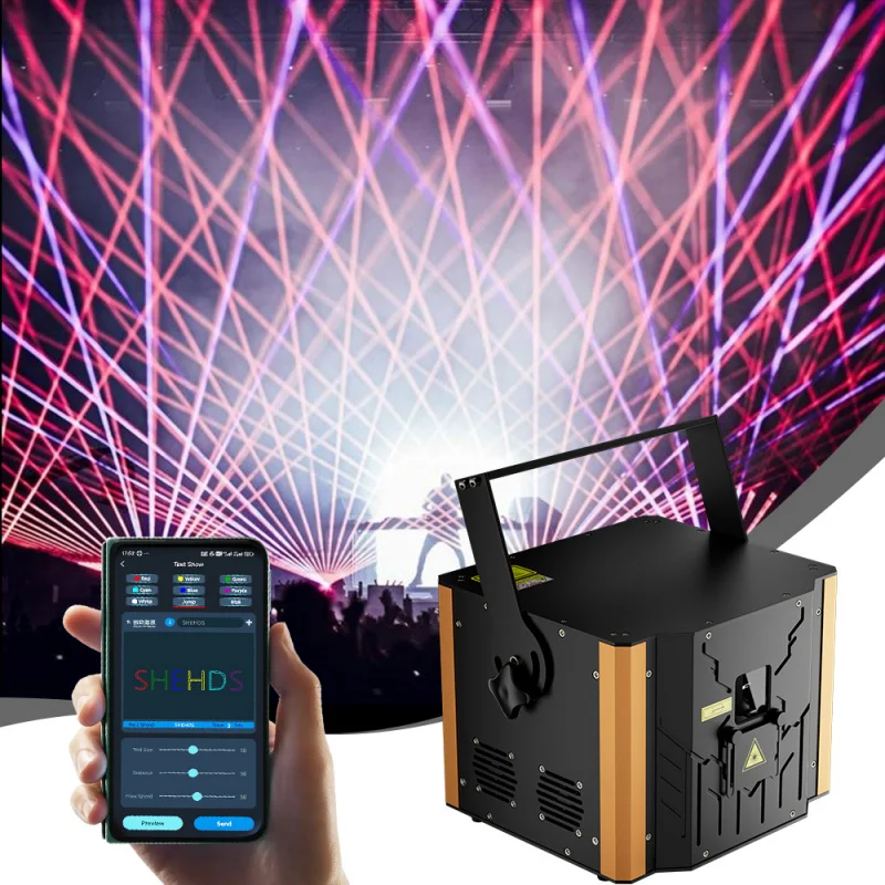 

Лазерная установка SHEHDS High Power 12W с анимацией, DMX512, управлением через приложение ILDA, 12 RGB, для дискотек, вечеринок и клубов