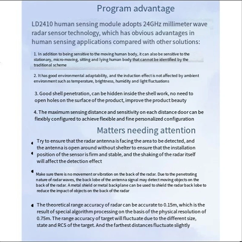 Mini LD2410B High-Sensitivity 24Ghz Human Presence Status Sensing Module LD2410B Radar Module
