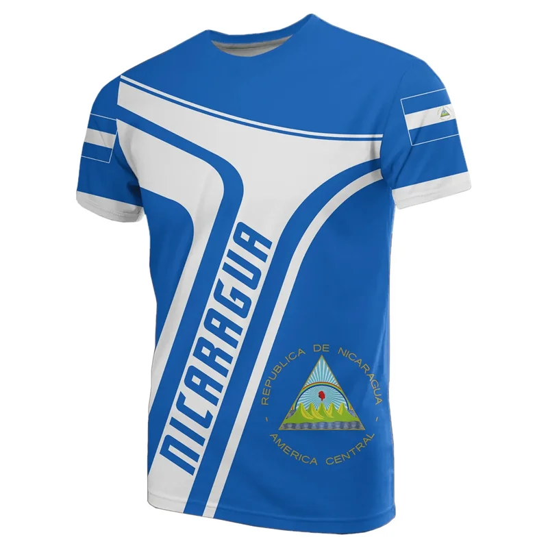 Nicaragua Flag 3D Printed T Shirt For Men Outdoor Sports Fitness T-shirt Tops Street Summer Short Sleeves Oversized Tee Shirts