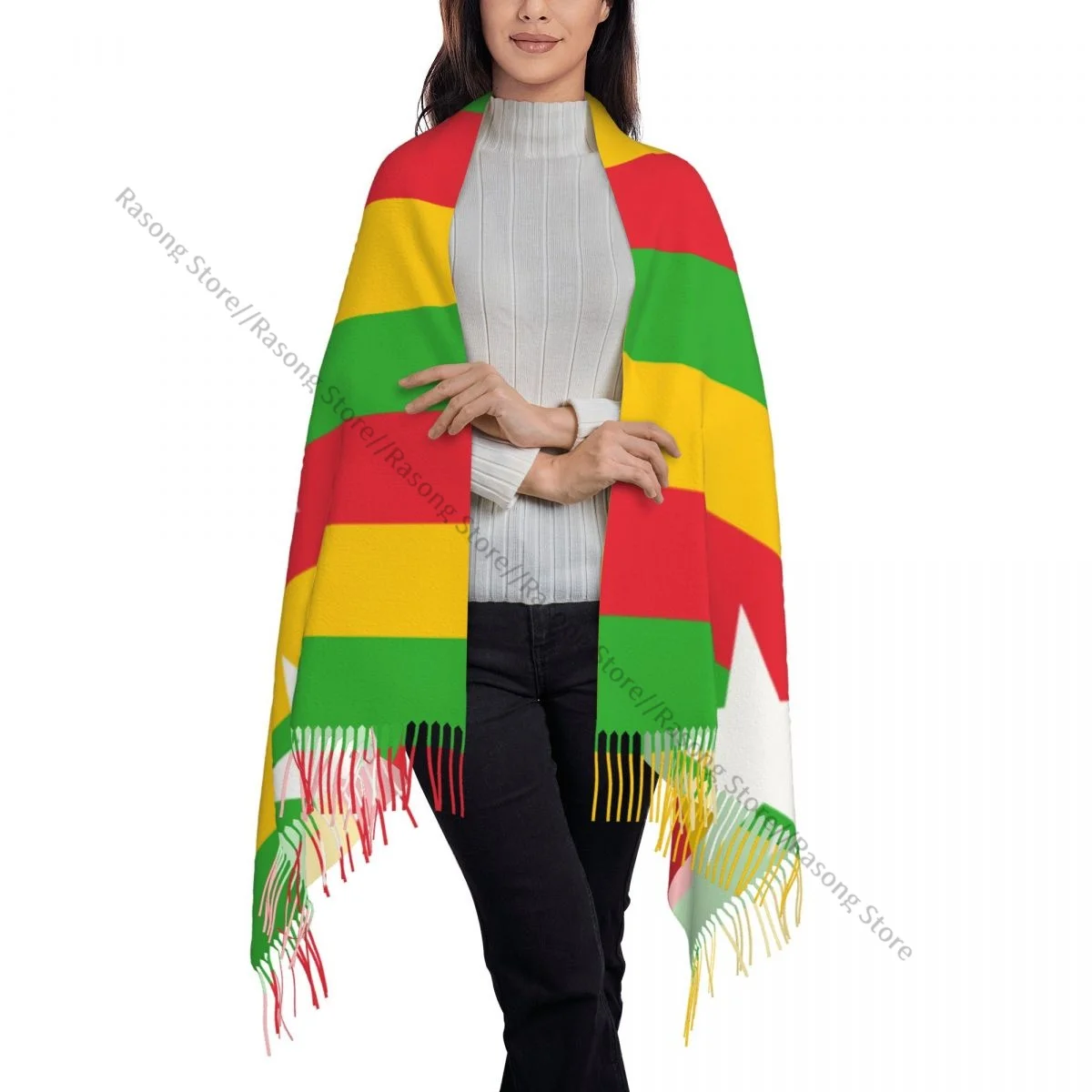 Winter Tassel Scarf Flag Of Myanmar Women Cashmere Scarves Neck Head Warm Pashmina Lady Shawl Wrap Bandana