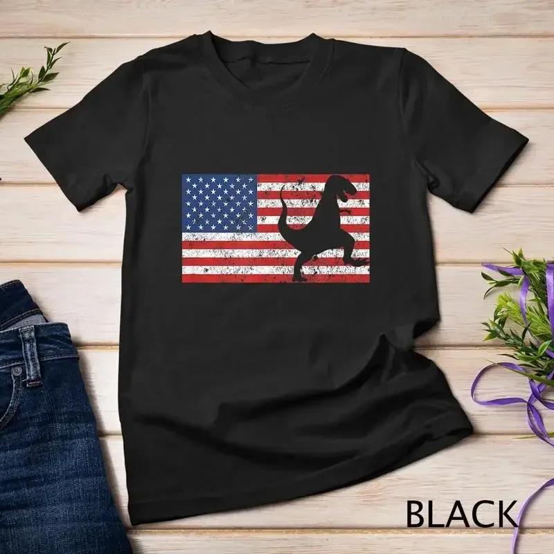 Dinosaur Fourth of July T Rex Tyrannosaurus Dino Dinos Unisex T shirt