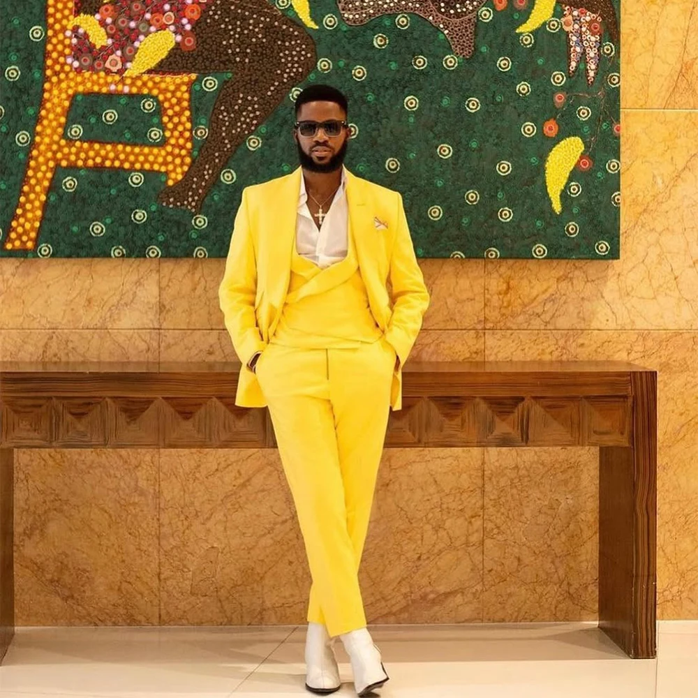 

Yimi High Quality Men's Suits Single Breasted Shawl Lapel Bespoke Formal Blazer Slim Fit Evening Suits 3 Piece Jacket Vest Pants