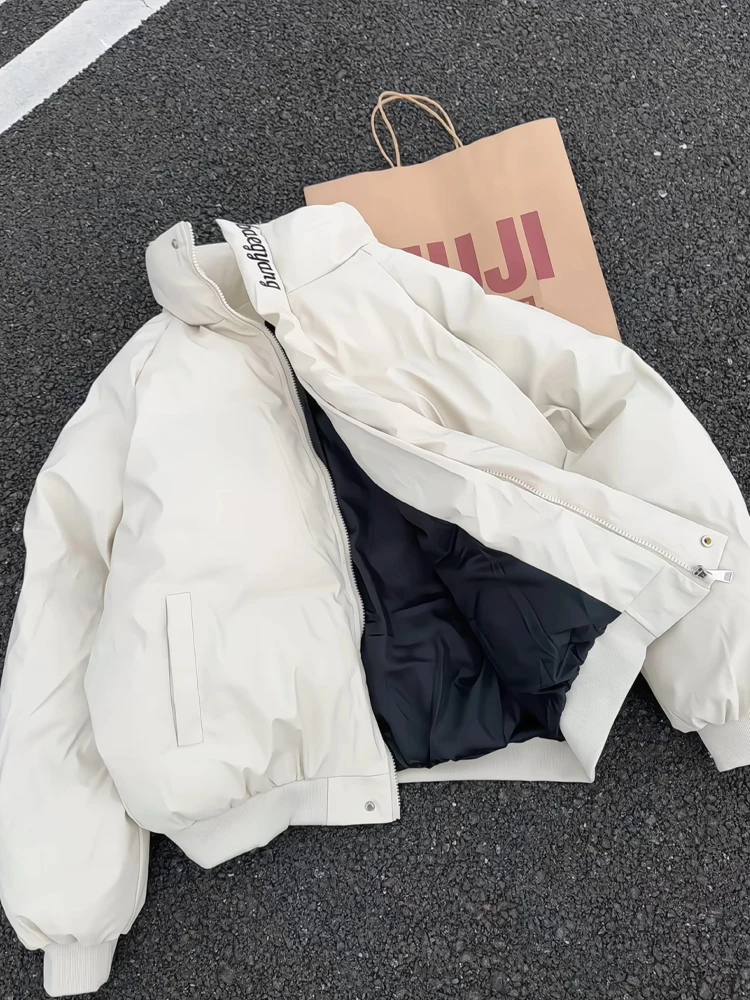 

American Style Embroidered Stand Collar Jacket Thickened Cotton Men's Autumn Fashion Brand High Sensation Loose Bread Cotton ...