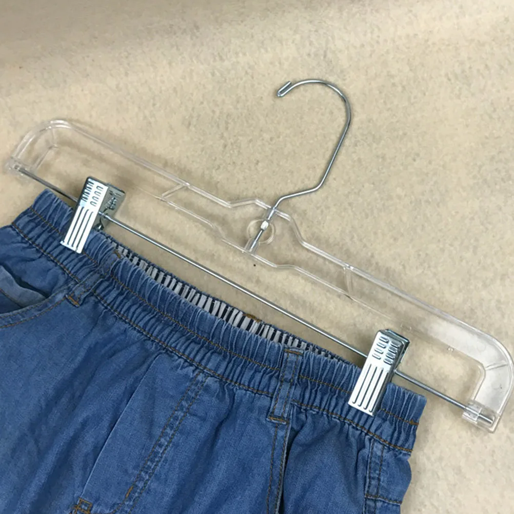 

4Pcs Pants Hangers Iron Plastic Double Clip Adjustable Drying Rack Closet Organizer Household Store Use Trouser Hangers