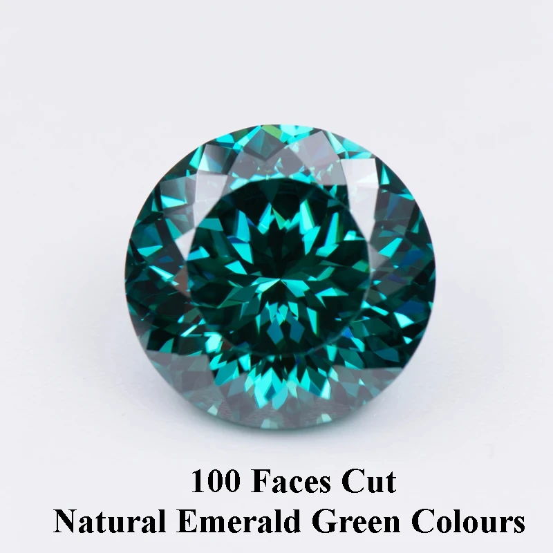 

Moissanite Stones Natural Emerald Green Colours 100 Faces Cut Round Shape DIY Jewelry Making Materials with GRA Certificate