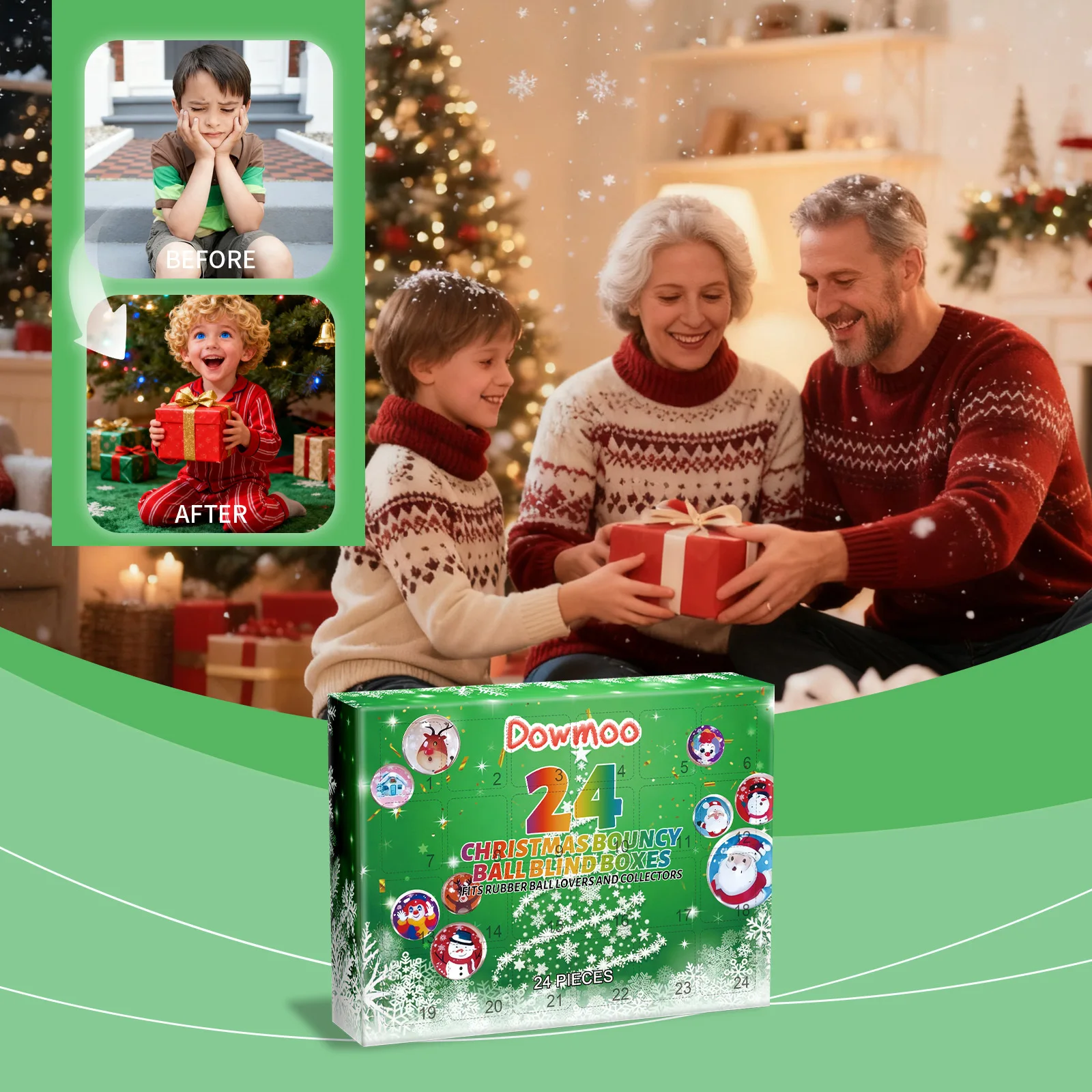 

24 Christmas Bouncy Ball Blind Box, Mystery Toys for Kids Adults, Party Favors, Gift for Game Lovers, Stocking Stuffer