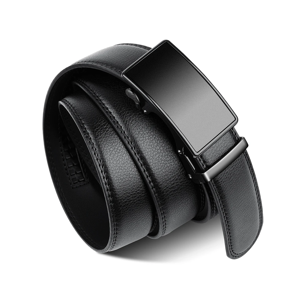 1PC Men's Automatic Buckle Belt, Business Casual Litchi Grain Dress Belt, Ratchet Slide Belt for Suit Jeans Daily Work Wear