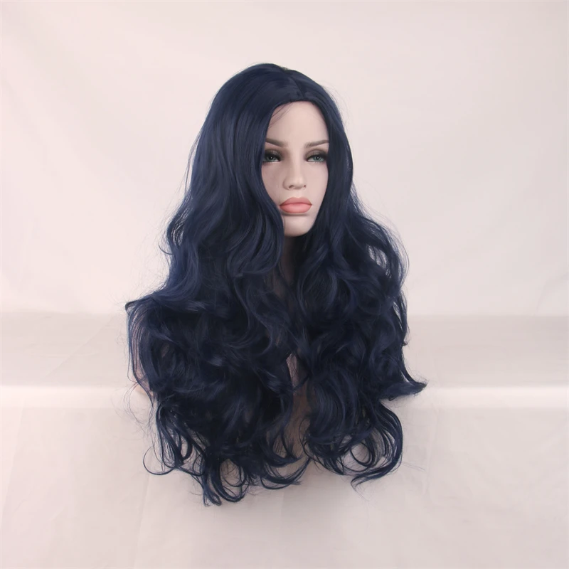 WoodFestival Wavy Hair Synthetic Wig Long Blue Cosplay Wigs For Women Colored Red Pink Blonde Purple Brown Green Black Burgundy