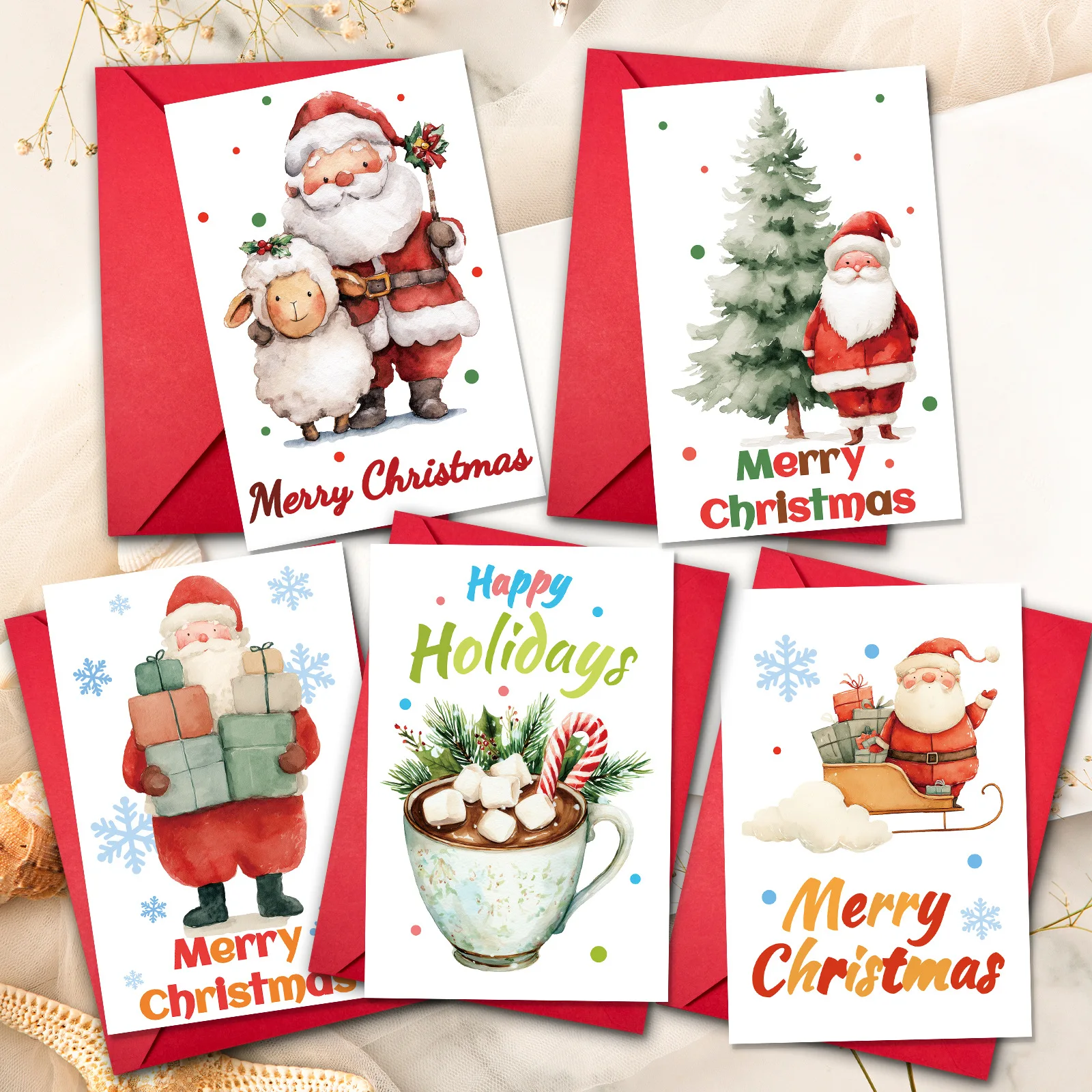 

10pcs/Lot Merry Christmas Cards Message Card New Year Greeting Cards Christmas Gift For Family and Friends With Envelopes