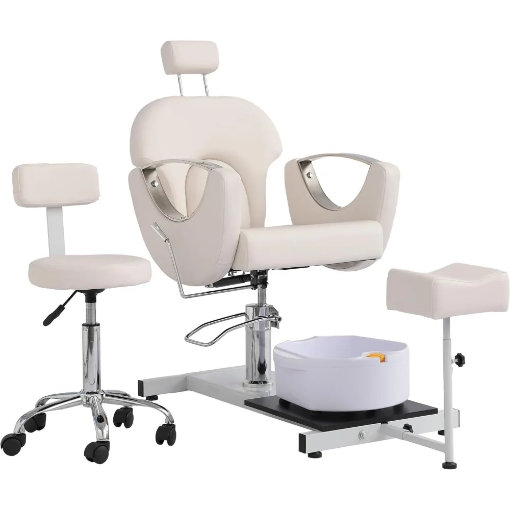 

Pedicure Chair with 360 Degree Swivel Stool, Adjustable Hydraulic Lift Reclining Pedicure Station, Hydraulic Pedicure Chair for