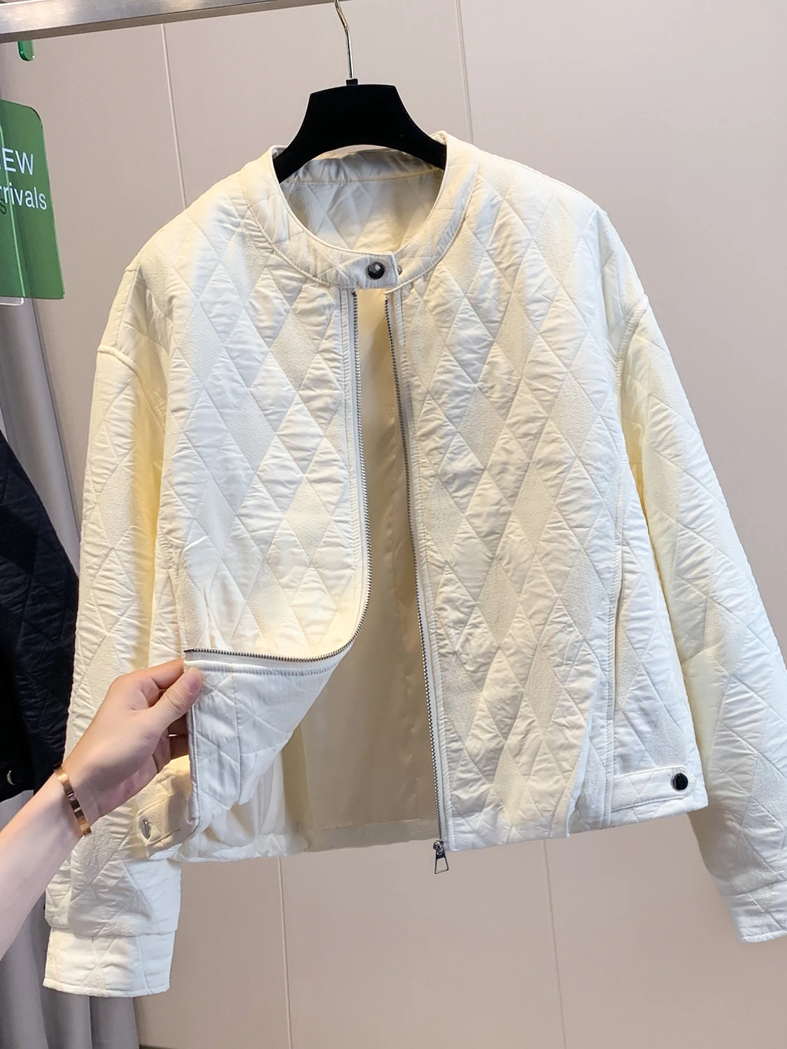 Faionable ort algodão jaet feminino casual outerwear marca outono inverno high-end sensação commute sle longo sve