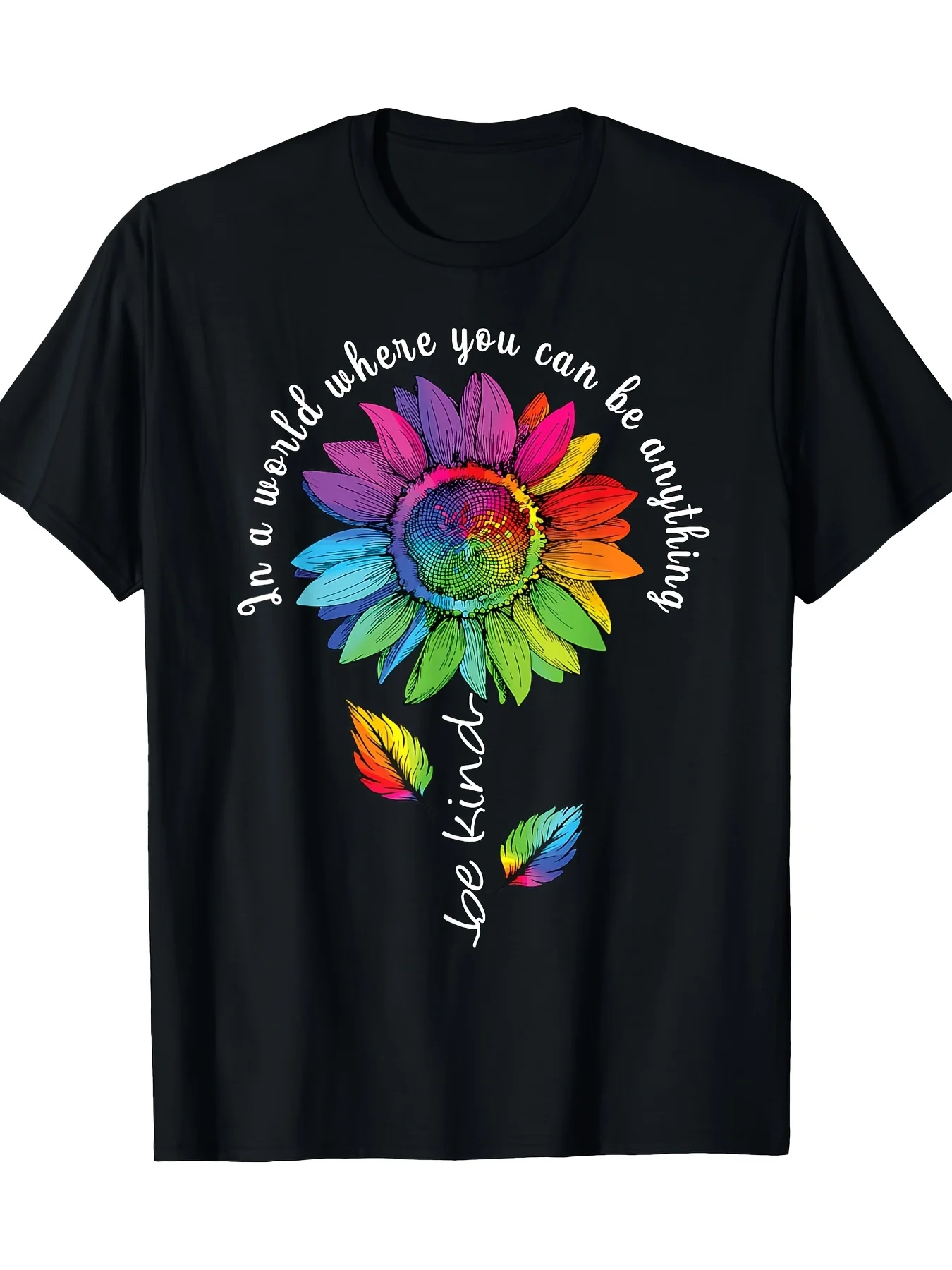 

LGBTQ Rainbow Sunflower Be Kind Gay Love Pride Flower T-Shirt- 200g, 100% cotton T-shirt gift for friends and elders