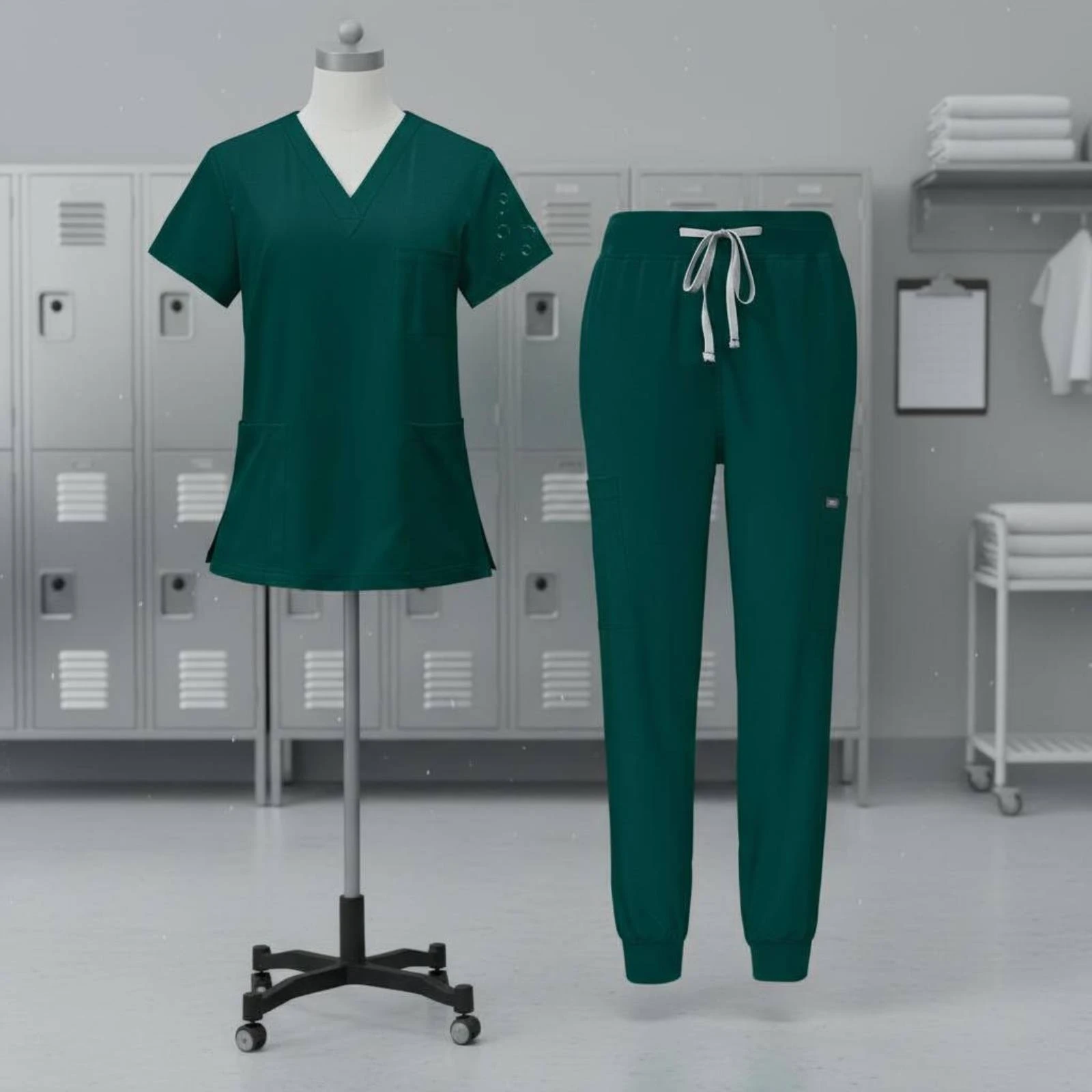 Short Sleeve Medical Scrubs Soft Material for All Genders Nursing Attire V-Shaped Neckline Scrub Set Wrinkle Resistant Jogger