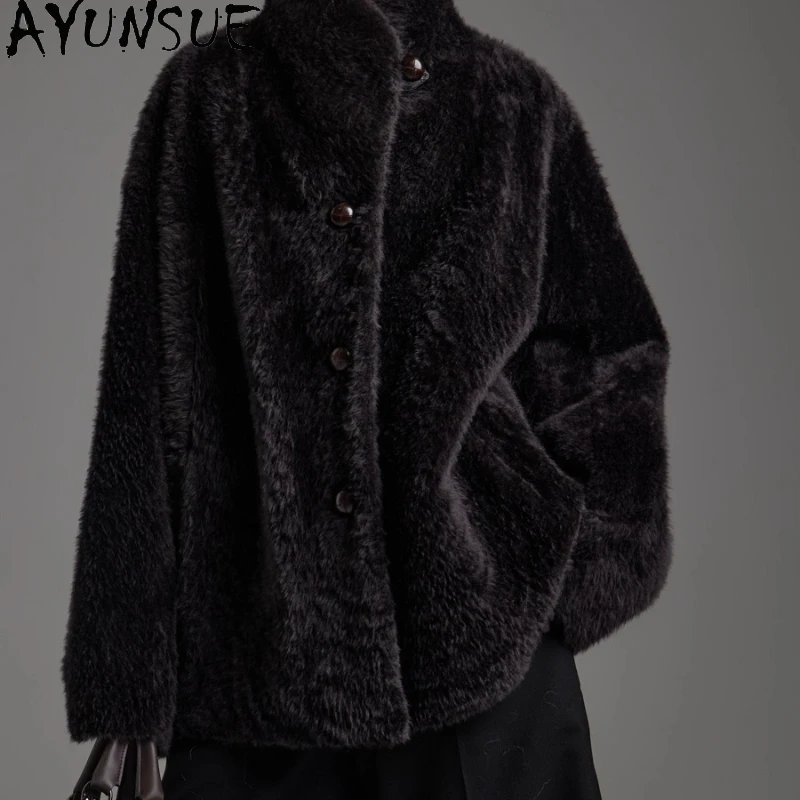 

AYUNSUE Natural Sheepskin Fur Coat Women Merino Real Fur Coats Real Leather Jacket Warm Winter Clothes 2025 Female Шуба Женская