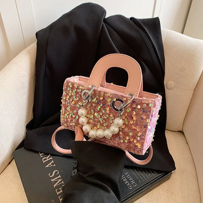 

Fashionable Sequins Pearl Handbag Women's Stylish Versatile Crossbody Tote Bag Trend Accessory