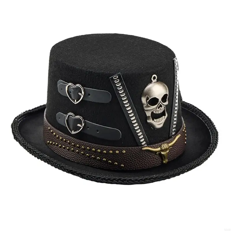 Einzigartiger Steampunk-Hut mit Totenkopf-Design, Unisex-Modehut für Cosplay und Halloween Y08E – Detail 5