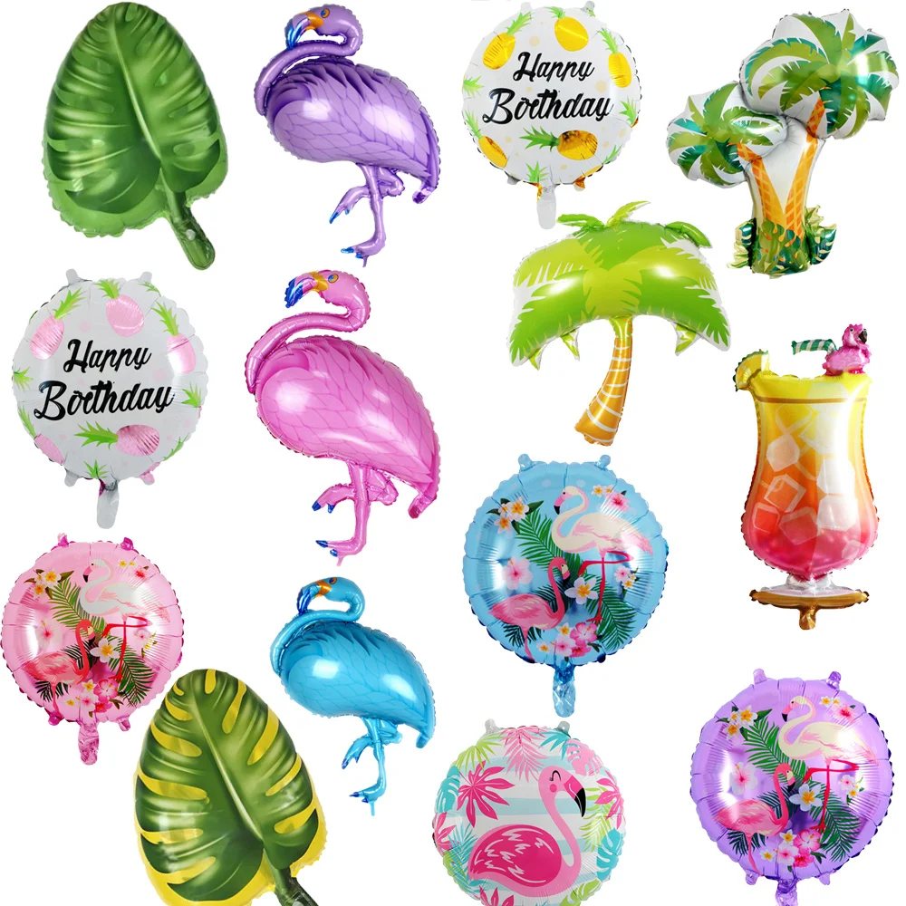 

2-4pcs Hawaiian Flamingos Pineapple Palm Tree for tropical Foil Helium Balloon Birthday Wedding Theme Party Decoration Supplies