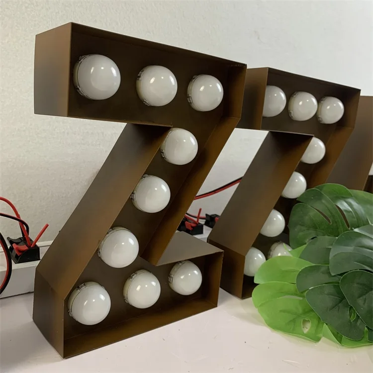 Outdoor Large Light Emitting Diode Alphabet Bulb Logo Metal Marquee Alphabet Light Emitting Diode Neon