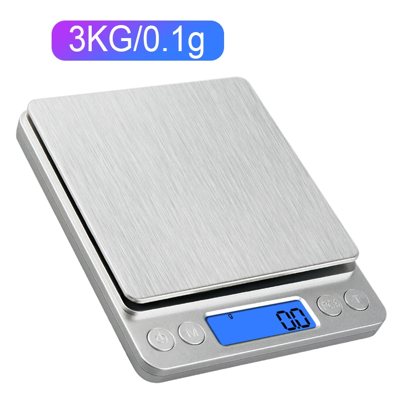 500g/0,01g Sieraden Draagbare Weegschaal 3kg/0,1g Digitale Display Schaal Bakken Elektronische Weegschaal Persoonlijke Tafel Schaal Keuken Voedsel Schaal
