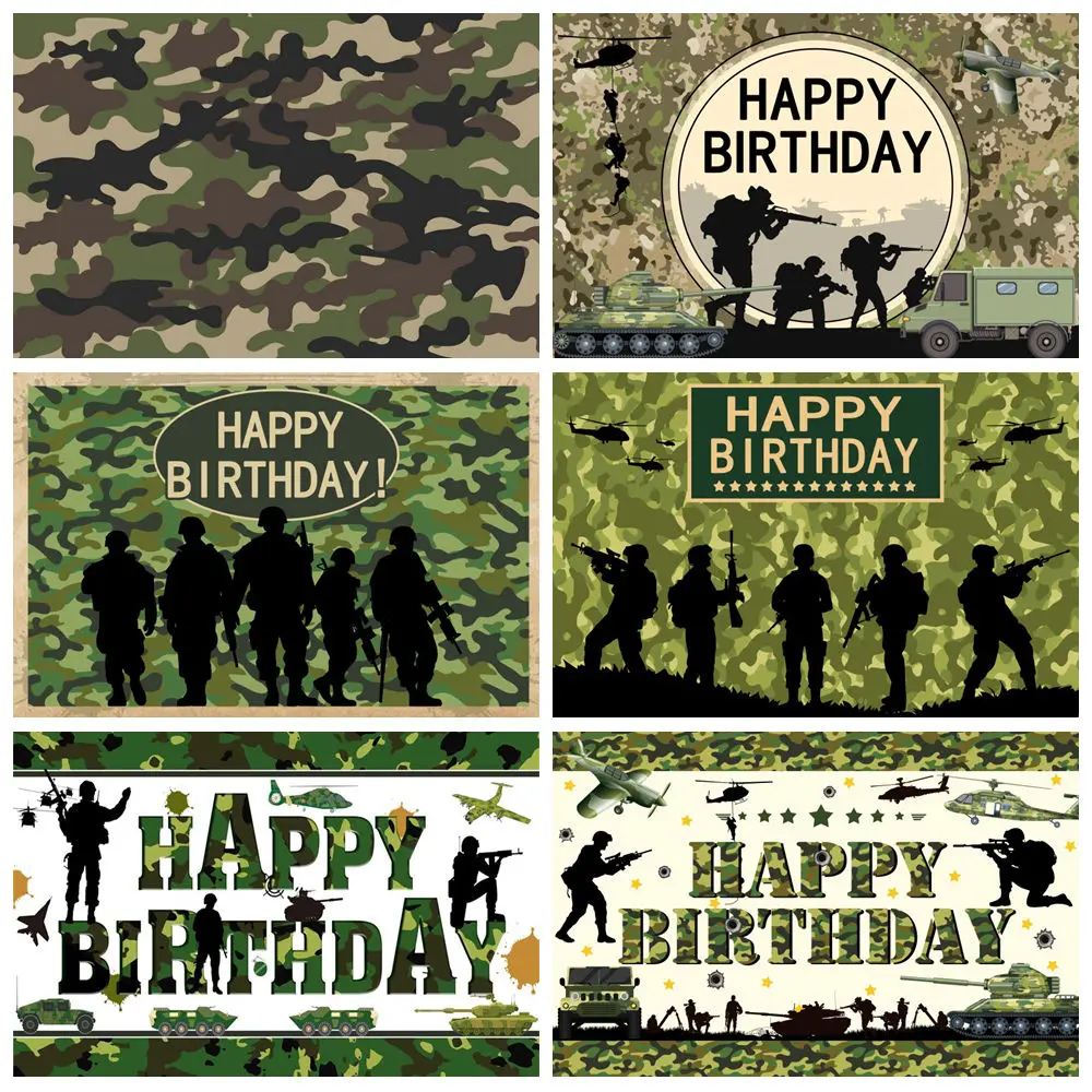 

Military Army Camouflage Soldier Theme Photography Backdrop Aircraft Tank Car Boy Birthday Party Baby Portrait Photo Background