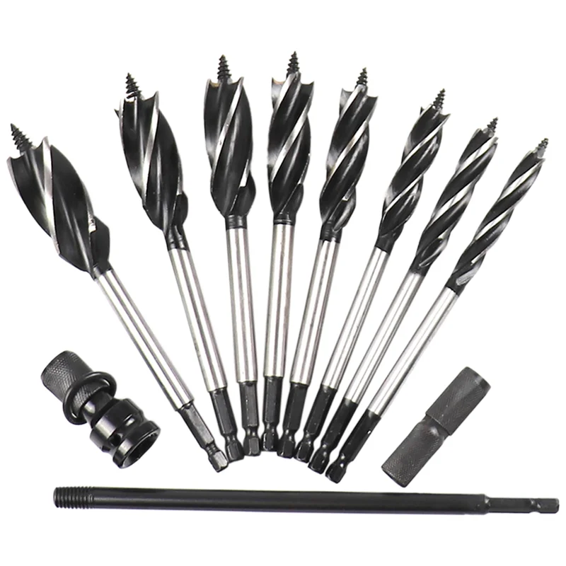 11 Pieces of Four-Groove Four-Edge Woodworking Twist Drill 10-25mm Woodworking Drill Set