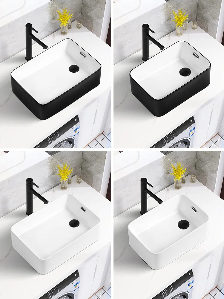 

On-stage basin Household washbasin Side drain water Ceramic balcony side mouth Washing machine Cabinet on laundry basin