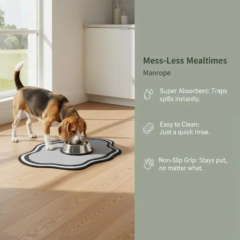 Diatomaceous Mud Pet Mat 1pc High Absorption Non Slip Waterproof Placemat for Cats Dogs Food Water Bowl Indoor Use