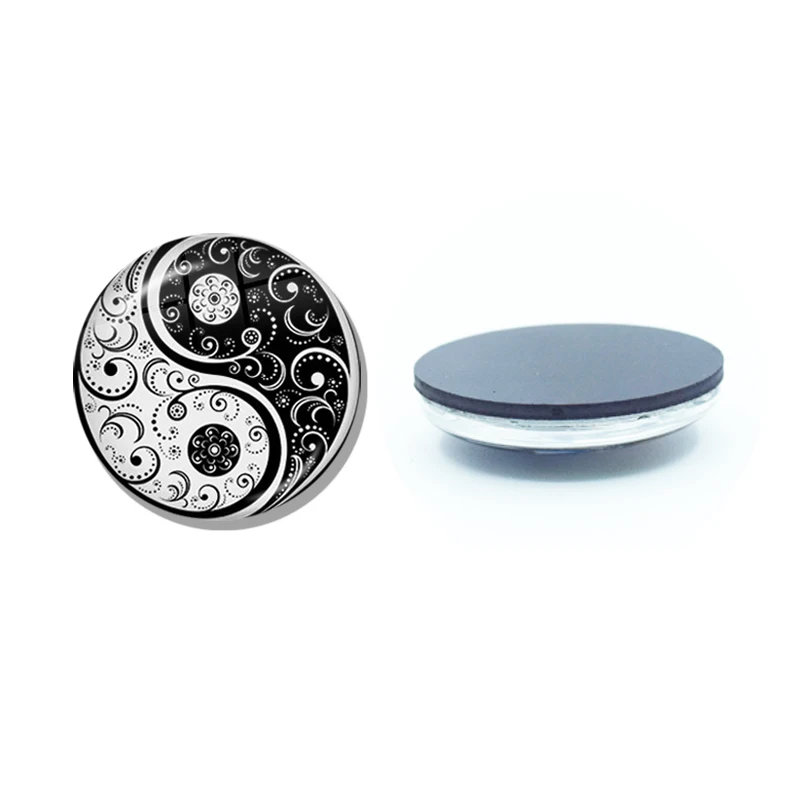 Yin Yang Tai Chi Patterns 30MM Glass Gem Magnetic Refrigerator Stickers Note Holder Home Decor Gift