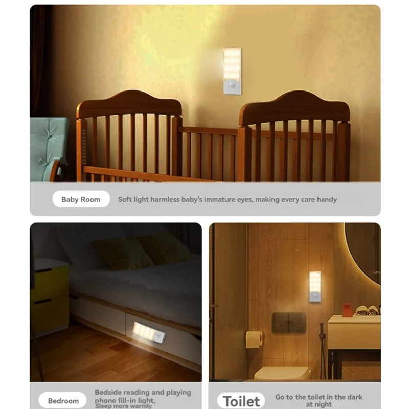 AB09-LED Induction Night Light Wireless Motion Sensor โคมไฟกลางคืน Human Body Induction Wall Light ห้องนอนไฟตกแต่ง
