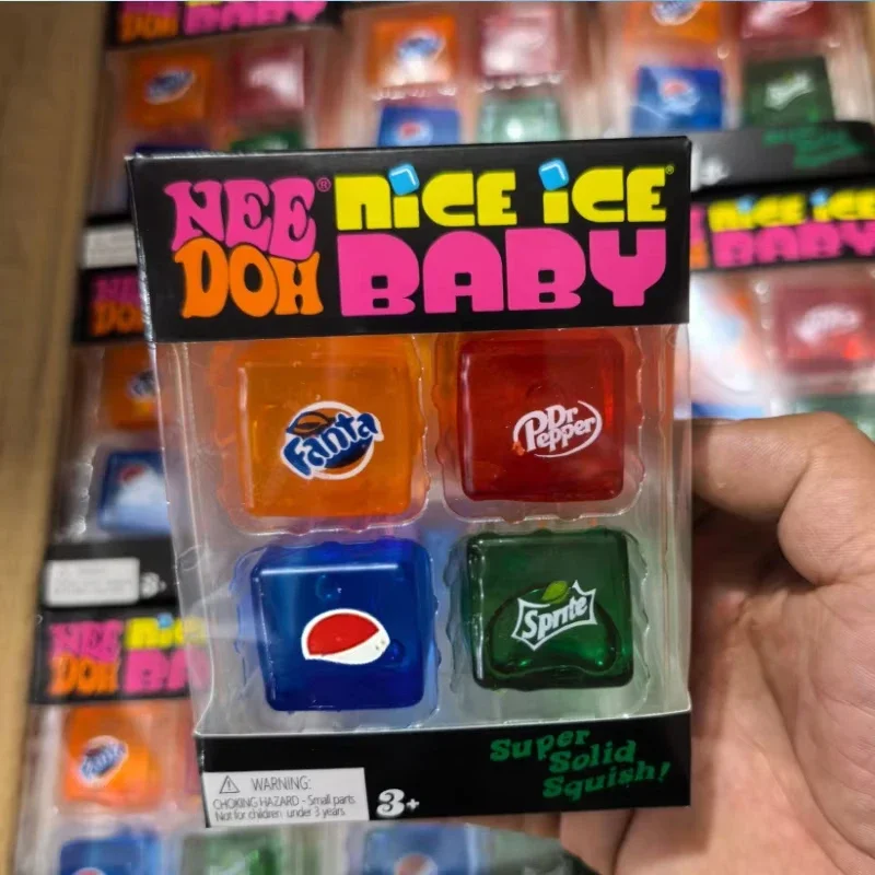 NEEDOH Squishy Sensory Stress Reliever Fidget Tool Toy Sensory Cube Anxiety Focus Nice Ice Baby 4 Pack Teenie Cube New Set 4PC